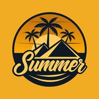 Mountain retro summer season with yellow background for your Tshirt design, community design vector