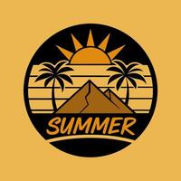 Mountain retro summer season with yellow background for your Tshirt design, community design vector