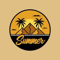 Mountain retro summer season with yellow background for your Tshirt design, community design vector