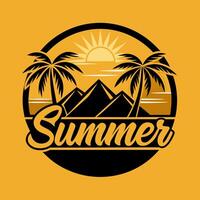 Mountain retro summer season with yellow background for your Tshirt design, community design vector