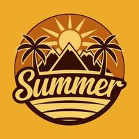 Mountain retro summer season with yellow background for your Tshirt design, community design vector