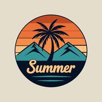 Mountain retro summer season with yellow background for your Tshirt design, community design vector