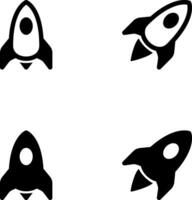 Rocket icons set. Space ship launch icon collection. Rocketship launch concept. Space rocket launch with fire. Rocket simple icon flat style - stock . vector
