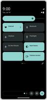 Quick settings Dark mode Panel in android smart phone illustration front view. Punch hole display. Round icons modern UI in Flat color . vector