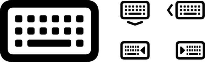 Keyboard icon symbol. Keyboards set of signs with chevron arrow for left hand typing and right hand typing for application, mobile phone and websites. illustration for smartphone UI vector