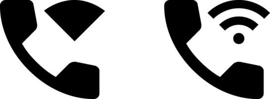 Wifi calling phone icon, telephone receiver symbol. Simple illustration for web UI or mobile app, flat in black. Handset sign with waves for logo, app or web design. vector