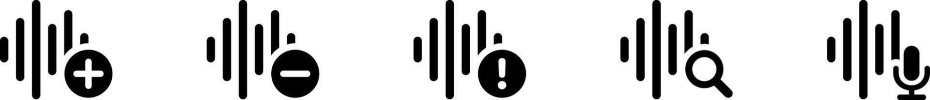 Black sound waves. Abstract music wave, radio signal frequency and digital voice visualisation. Tune equalizer set. Simple media equalizer, podcast decibel sound track. vector