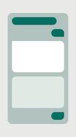 Mobile Chat App UI and UX Concept Blank Mockup in Minimalist Classic Light Theme with green on Smart Phone Screen Isolated on White Background. Social Network Design Template vector