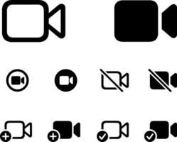 Set of call icons. conference call tick, add, cancel, checkmark in fill. Collections buttons of on-line chat app, internet talk. conferencing and online meeting workspace vector