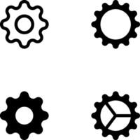 Collection of mechanical cogwheels. Black silhouette sprocket icon design element. Setting icon. Setting gear isolated on white background. illustration Sign. Symbol Button. Element. vector