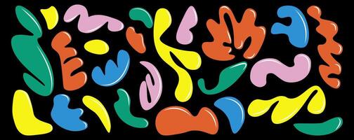 Set of liquid abstract organic blob shapes. Wavy elements bubbles and drops. Trendy liquid forms y2k style vector