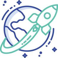 Rocket launch outline color illustration vector