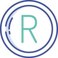 Rands Coin outline color illustration vector