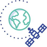 Satellite Orbit outline color illustration vector