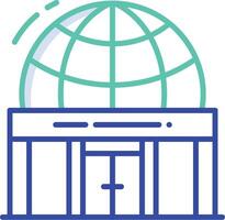 Planetarium building outline color illustration vector