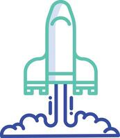 Rocket outline color illustration vector