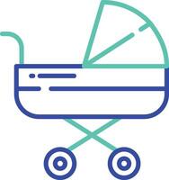 Stroller outline color illustration vector