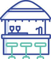 Beach bar outline color illustration vector