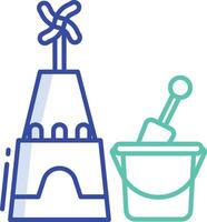 sand bucket outline color illustration vector