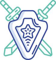 shield and sword outline color illustration vector