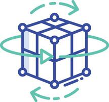 3d cube outline color illustration vector