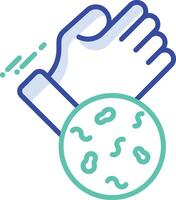 Virus on Hand outline color illustration vector