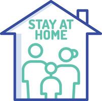 Stay at home outline color illustration vector