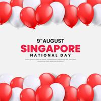 Singapore national day 9 august background with balloons vector