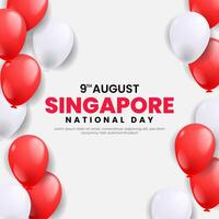 Singapore national day 9 august background with balloons vector