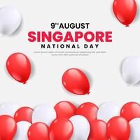 Singapore national day 9 august background with balloons vector