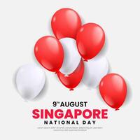 Singapore national day 9 august background with balloons vector