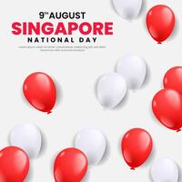 Singapore national day 9 august background with balloons vector