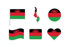 Malawi flag. Set of Malawi Flags Collection. vector