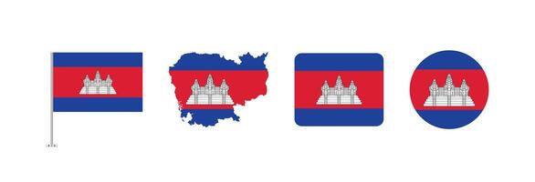 Cambodia flag. Set of Cambodia Flags Collection. vector