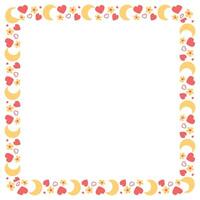 Hand drawn flat design hearts border and frame vector