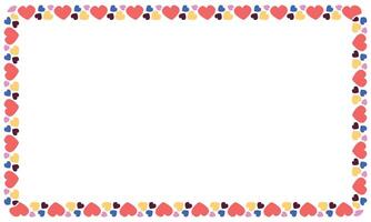 Hand drawn flat design hearts border and frame vector