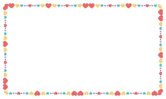 Hand drawn flat design hearts border and frame vector