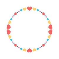 Hand drawn flat design hearts border and frame vector