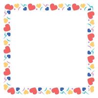 Hand drawn flat design hearts border and frame vector