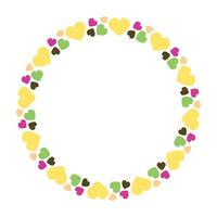 Hand drawn flat design hearts border and frame vector