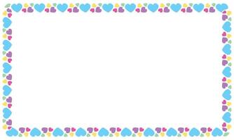 Hand drawn flat design hearts border and frame vector