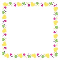 Hand drawn flat design hearts border and frame vector