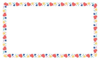 Hand drawn flat design hearts border and frame vector