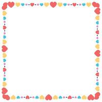 Hand drawn flat design hearts border and frame vector