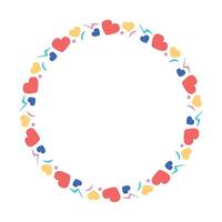 Hand drawn flat design hearts border and frame vector