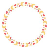 Hand drawn flat design hearts border and frame vector