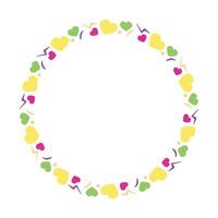 Hand drawn flat design hearts border and frame vector