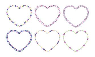 Hand drawn flat design hearts border and frame set on a white background vector