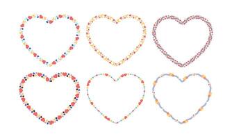 Hand drawn flat design hearts border and frame collection on a white background vector