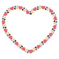 Hand drawn flat design hearts border and frame vector